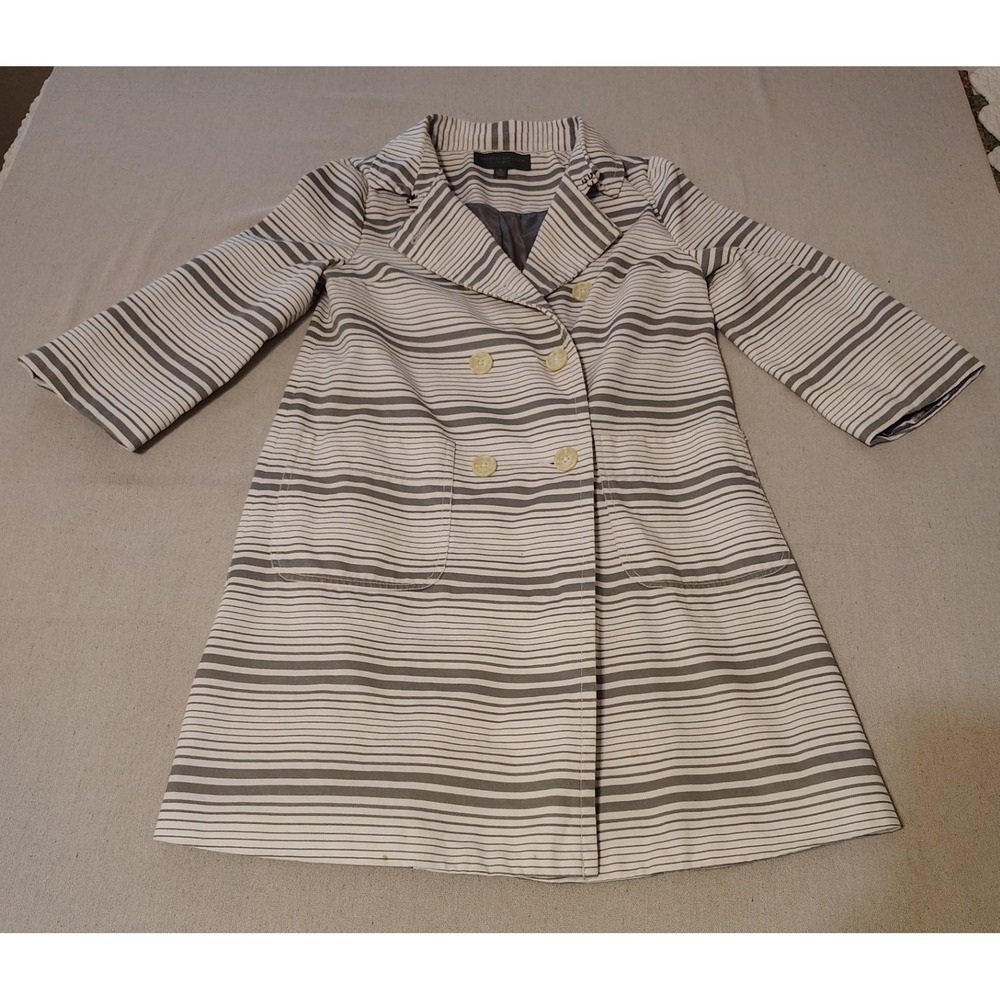 Proenza Schouler‎ for Target Striped Double Breasted Trench Coat Women's Sz S